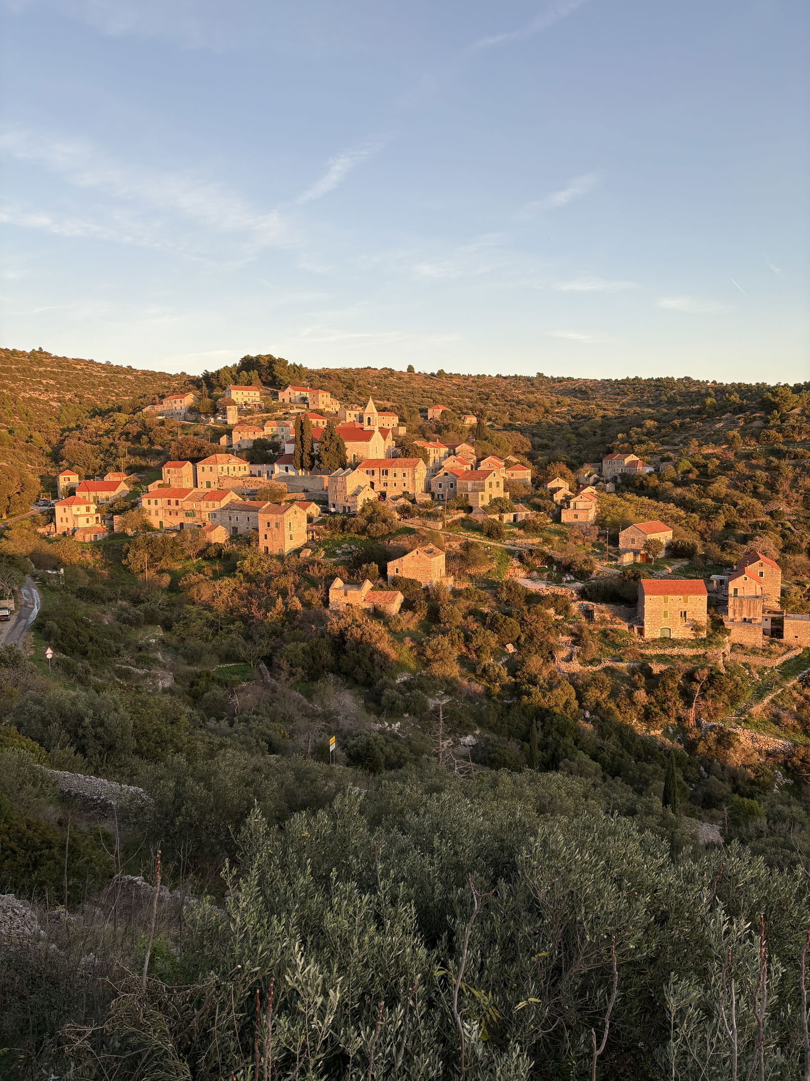 The sun setting over Velo Grablje